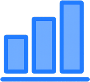 Blue bar chart showing three bars