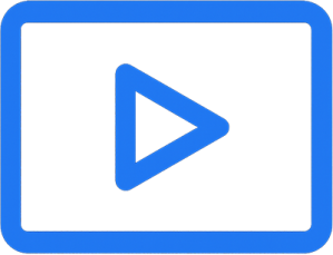 A blue rectangle containing a blue play icon